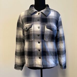 *LUCKY BRAND* Men's White x Gray Plaid Button Down Jacket Size Small